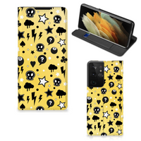 Mobiel BookCase Samsung Galaxy S21 Ultra Punk Geel