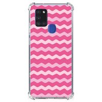 Samsung Galaxy A21s Doorzichtige Silicone Hoesje Waves Pink