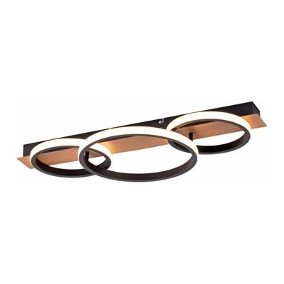 Just Light PlafondlampTrooper zwart met hout 68cm - 15616-78