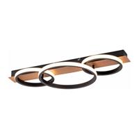 Just Light PlafondlampTrooper zwart met hout 68cm - 15616-78