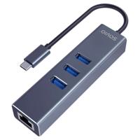 Savio AK-57 USB-C - 3 x USB-A HUB met RJ-45 Gigabit Ethernet adapter, 5000 Mbit/s, grijs