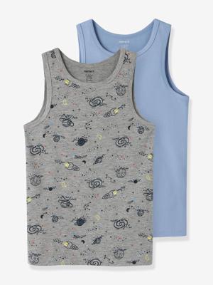 Set van 2 hemdjes ESPACE jongen NAME IT gemêleerd grijs