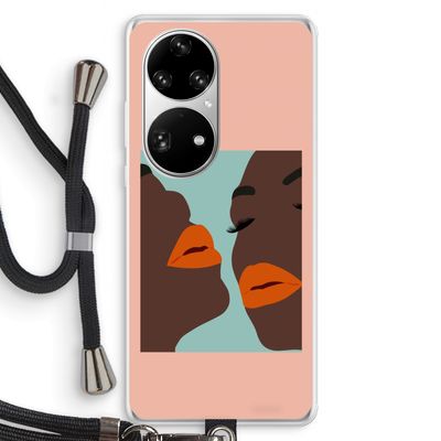 Orange lips: Huawei P50 Pro Transparant Hoesje met koord