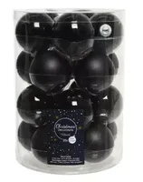 Kerstbal glas d6cm zwart 20st - thumbnail