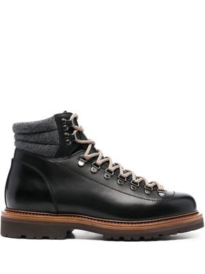 Brunello Cucinelli bottines lacées en cuir - Noir