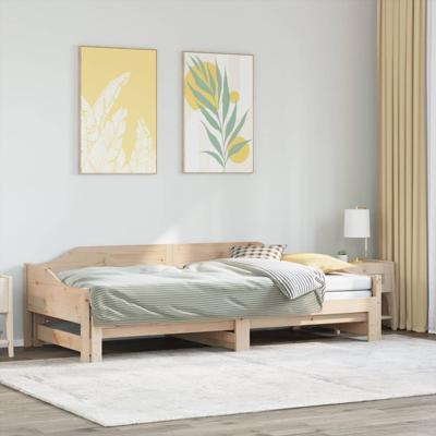 Slaapbank met onderschuifbed 80x200 cm massief grenenhout
