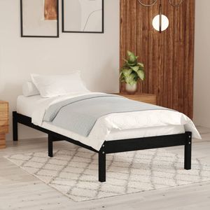 Bedframe massief grenenhout zwart 90x190 cm UK Single