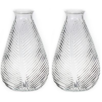 Bloemenvaas - 2x - helder - transparant glas - D14 x H23 cm