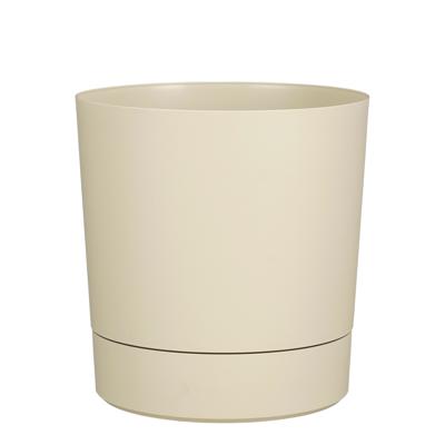 Mica Decorations Bloempot Coco - met onderschaal - beige - H37 x D35 cm - kunststof