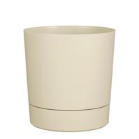 Mica Decorations Bloempot Coco - met onderschaal - beige - H37 x D35 cm - kunststof