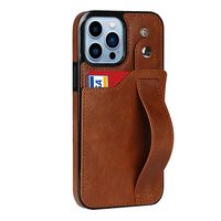 iPhone XS Max hoesje - Backcover - Pasjeshouder - Portemonnee - Handvat - Kunstleer - Bruin - thumbnail