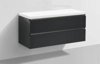 Badmeubel Trend met Flat kunstmarmer top 120 Hoogglans Antraciet