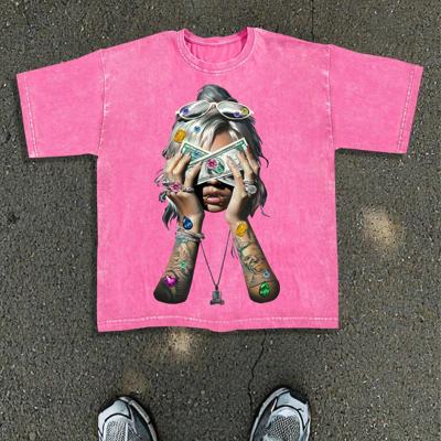 Bon&Bon Men's Graphic Printed Cotton T-Shirt - Loose Fit Blue Pink / L