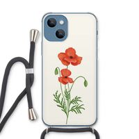 Red poppy: iPhone 13 Transparant Hoesje met koord