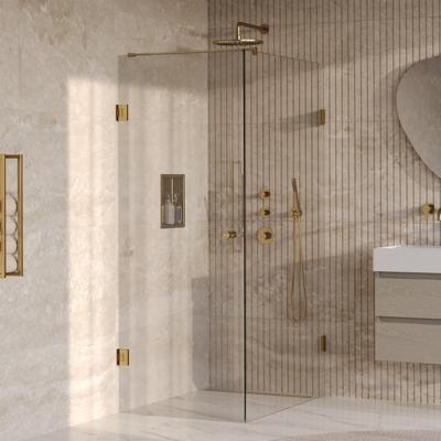 BRAUER Void Carving Douchecabine - 80x120x200cm - draaideur - glascoating - omkeerbaar - helder glas - geborsteld goud PVD GS-VOCC1H80120200GG