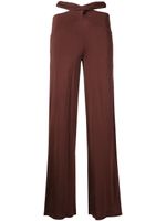 Marine Serre pantalon évasé à taille croisée - Marron