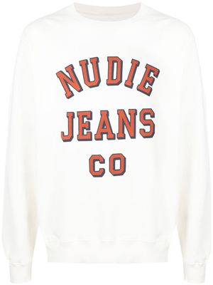 Nudie Jeans sweat à logo imprimé - Blanc