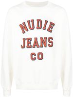 Nudie Jeans sweat à logo imprimé - Blanc