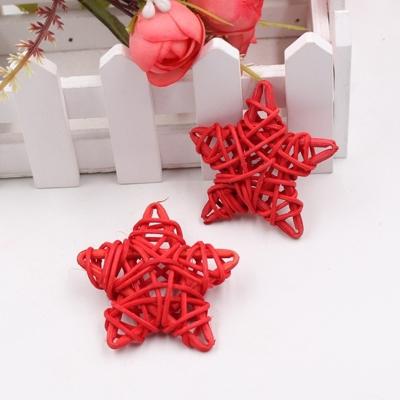 10 stuks 6cm kunstmatige stro bal DIY decoratie rotan sterren Christmas decor Home ornament Supplies (rood)
