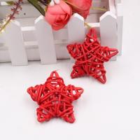10 stuks 6cm kunstmatige stro bal DIY decoratie rotan sterren Christmas decor Home ornament Supplies (rood)