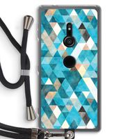 Gekleurde driehoekjes blauw: Sony Xperia XZ2 Transparant Hoesje met koord