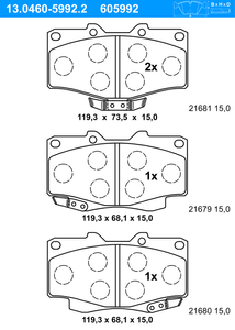 Remblokkenset, schijfrem ATE, u.a. für Toyota