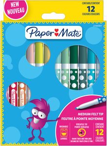 Paper Mate uitwasbare viltstift, blister van 12 stuks