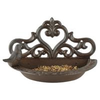Esschert Design Wand vogel voederbak/drinkbak - gietijzer - 24 cm - Vogelvoer - Vogelvoerbak