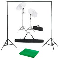 VidaXL Fotostudioset met achtergrond, lampen en paraplu&apos;s