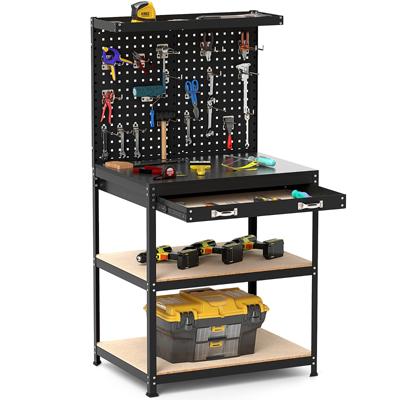 81 x 41 cm Werkbank Robuuste 225 kg Werktafel met 2 Geperforeerde Panelen Lade Planken 20 Ophanghaken voor Thuis Garage