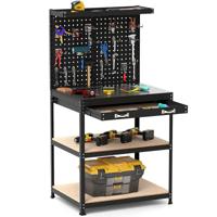 81 x 41 cm Werkbank Robuuste 225 kg Werktafel met 2 Geperforeerde Panelen Lade Planken 20 Ophanghaken voor Thuis Garage