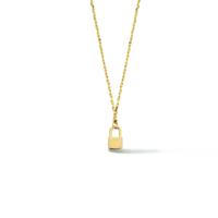 14k Geelgouden Collier met Slotje Hanger - Verstelbaar 40-44 cm