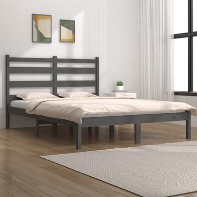 Bedframe massief grenenhout grijs 200x200 cm