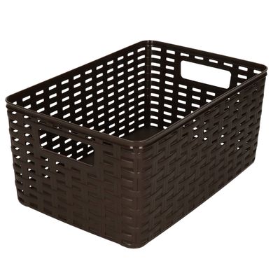 Opbergmand - Kastmand - rotan kunststof - donkerbruin - 10 Liter - 22 x 33 x 16 cm
