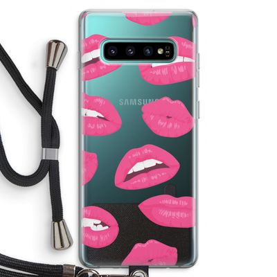 Bite my lip: Samsung Galaxy S10 Plus Transparant Hoesje met koord