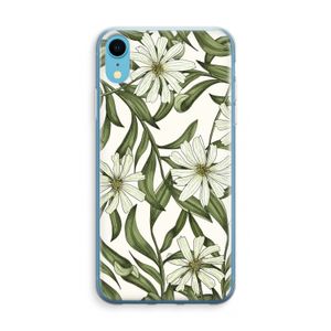 Wit bloemenpatroon: iPhone XR Transparant Hoesje