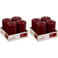 8x Bordeaux rode cilinderkaars/stompkaars 5 x 8 cm 12 branduren   -