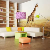 Fotobehang - giraffe - wandeling , beige bruin - thumbnail