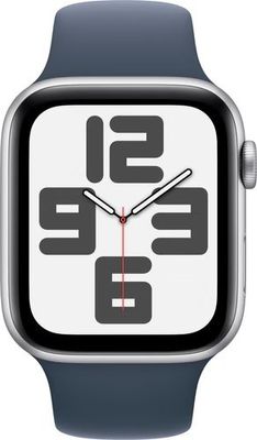 AppleWatch SE (2022) 4G 44mm Zilver Aluminium Sportband S/M Smartwatch Blauw
