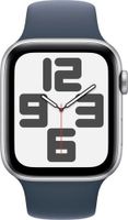 Apple Watch SE (2022) 4G 44mm Zilver Aluminium Sportband S/M Smartwatch Blauw