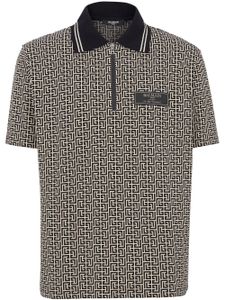 Balmain monogram jacquard zipped polo shirt - Noir