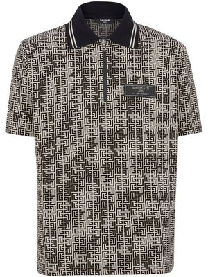 Balmain polo à logo en jacquard - Noir