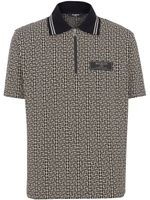 Balmain monogram jacquard zipped polo shirt - Noir