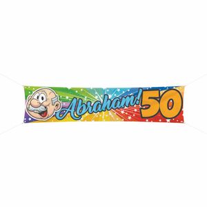 50 Jaar Abraham Regenboog Spandoek - 180x40cm