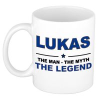 Naam cadeau mok/ beker Lukas The man, The myth the legend 300 ml - Naam mokken