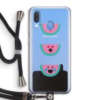 Smiley watermeloen: Samsung Galaxy A40 Transparant Hoesje met koord