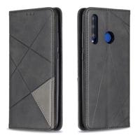 Rhombus textuur horizontale Flip magnetische lederen draagtas met houder & kaartsleuven voor Huawei P Smart + 2019/Honor 10i (Honor 20 Lite) (zwart)