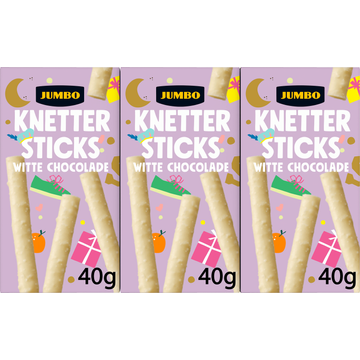 Jumbo Knettersticks Witte Chocolade 3 x 40 g