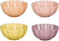 Corfu schaal l.geel l.roze oranje paars 4 assorti - h5xd9,5cm Corfu schaal l.geel l.roze oranje paars 4 assorti - h5xd9,5cm