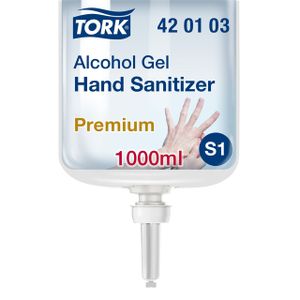 Alcohol gel Tork S1 voor handdesinfectie ongeparfumeerd 1000ml 420103